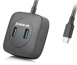 USB Type-C хаб REAL-EL CQ-407 5-in-1 black (EL123110011) - фото USB Type-C хаб REAL-EL CQ-407 5-in-1 black (EL123110011)