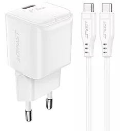 Сетевое зарядное устройство AceFast A77 mini 30w GaN PD USB-C fast charger + USB-C to USB-C cable white - фото Сетевое зарядное устройство AceFast A77 mini 30w GaN PD USB-C fast charger + USB-C to USB-C cable white
