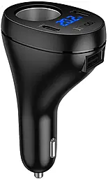 Автомобильное зарядное устройство Hoco Z61 Correct 17w 2xUSB-C/USB-A ports car charger + cigarette lighter black - фото Автомобильное зарядное устройство Hoco Z61 Correct 17w 2xUSB-C/USB-A ports car charger + cigarette lighter black