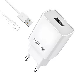 Мережевий зарядний пристрій Jellico A50 10W 2.1A USB-A + USB-C cable white