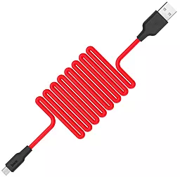 Кабель USB Hoco X21 Plus Silicone micro USB Cable Black/Red - миниатюра 2