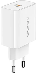 Сетевое зарядное устройство с быстрой зарядкой Borofone BA57A Easy Speed 20w PD USB-C home charger white