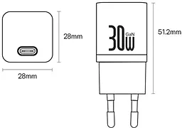 Сетевое зарядное устройство Baseus Fast Charger GaN5 30W USB-C White (CCGN070502) - миниатюра 9