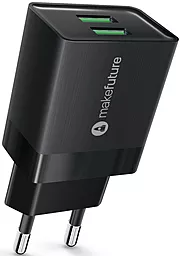 Сетевое зарядное устройство MAKE 2.4a 2xUSB-A ports charger black (MCW-22BK) - фото Сетевое зарядное устройство MAKE 2.4a 2xUSB-A ports charger black (MCW-22BK)
