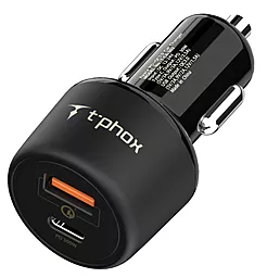 Автомобільний зарядний пристрій з швидкою зарядкою T-PHOX Fast Charge 48W Type-C PD 30W+QC 3.0 18W Black