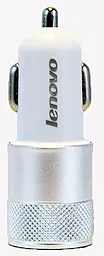 Автомобільний зарядний пристрій Lenovo 2 USB NEW +Micro USB White