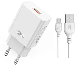 Мережевий зарядний пристрій XO L127 18w QC fast charger + micro USB cable white