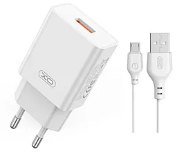 Мережевий зарядний пристрій XO L127 18w QC3.0 home charger + micro USB cable white