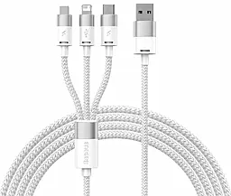 Універсальний кабель Baseus Silky Series 3-in-1 USB-A to Type-C/Lightning/micro USB 100w 5a 1.5м cable White (P10377705213-00) - фото Універсальний кабель Baseus Silky Series 3-in-1 USB-A to Type-C/Lightning/micro USB 100w 5a 1.5м cable White (P10377705213-00)