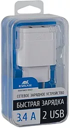 Сетевое зарядное устройство RivaCase 2USB 3.4A White (VA4123 W00) - миниатюра 3