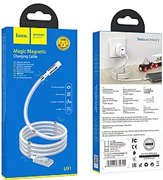 Кабель USB Hoco U91 Magnetic Charging Lightning Cable 2.4A White - миниатюра 5