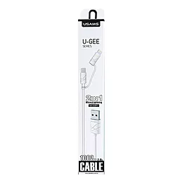 USB Кабель Usams U-Gee  2-in-1 USB to Lightning/micro USB cable white (US-SJ077) - мініатюра 2