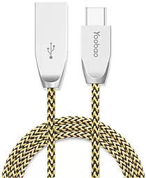 Кабель USB Yoobao YB-412C Nylon USB Type-C Cable Yellow