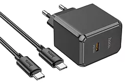 Сетевое зарядное устройство Hoco CS15A 30w PD USB-C fast charger + USB-C to USB-C cable black - фото Сетевое зарядное устройство Hoco CS15A 30w PD USB-C fast charger + USB-C to USB-C cable black