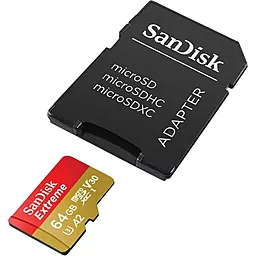 Карта памяти SanDisk microSDXC 64GB Extreme Class 10 UHS-I U3 V30 A2 + SD-адаптер (SDSQXA2-064G-GN6MA) - миниатюра 2