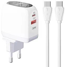 Сетевое зарядное устройство LDNio A2522C 30w PD USB-C/USB-A ports charger + USB-C to USB-C cable white - фото Сетевое зарядное устройство LDNio A2522C 30w PD USB-C/USB-A ports charger + USB-C to USB-C cable white