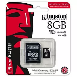Карта памяти Kingston microSDHC 8GB Industrial Class 10 UHS-I U1 + SD-адаптер (SDCIT/8GB) - миниатюра 2