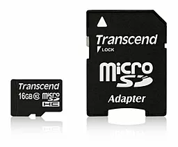 Карта памяти Transcend microSDHC 16GB Class 10 + SD-адаптер (TS16GUSDHC10)