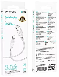 Кабель Borofone BX116 Certain USB-A - Type-C 15w 3a 1м cable White - миниатюра 4 Кабель Borofone BX116 Certain USB-A - Type-C 15w 3a 1м cable White - миниатюра 4