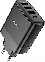 Сетевое зарядное устройство Hoco C127A 45w PD 3xUSB-A/USB-C ports fast charger black