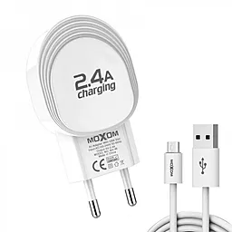 Сетевое зарядное устройство MOXOM KH-46 2.4a 2xUSB-A ports charger + micro USB cable white