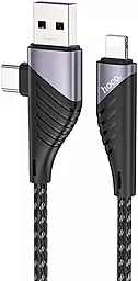 USB PD Кабель Hoco U95 Freeway 20W 2-in-1 USB-A+C - Lightning Cable Black