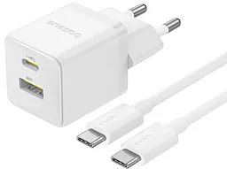 Мережевий зарядний пристрій Baseus Palm 30w PD/QC USB-C/USB-A pots charger + USB-C to USB-C cable white (P1011160A213-01) - фото Мережевий зарядний пристрій Baseus Palm 30w PD/QC USB-C/USB-A pots charger + USB-C to USB-C cable white (P1011160A213-01)