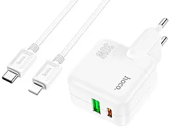 Мережевий зарядний пристрій Hoco C111A 30W PD/QC3.0 Lucky dual-port charger set USB-A-C + USB-C-Lightning Cable White - мініатюра 2