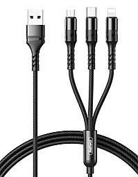 Універсальний кабель Remax RC186 3-in-1 USB-A to Type-C/Lightning/micro USB 15w 3.1a 1м сable Black - фото Універсальний кабель Remax RC186 3-in-1 USB-A to Type-C/Lightning/micro USB 15w 3.1a 1м сable Black
