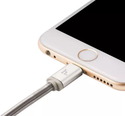 Кабель Hoco U5 Full-Metal USB-A - Lightning 12w 2.4a 1.2м cable Silver - фото 3