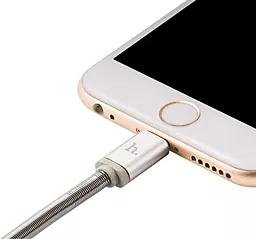 Кабель Hoco U5 Full-Metal USB-A - Lightning 12w 2.4a 1.2м cable Silver - миниатюра 3