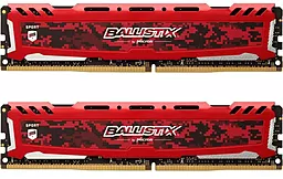 Оперативна пам'ять Crucial 16GB (2x8GB) DDR4 3000MHz Ballistix Sport LT Red (BLS2K8G4D30AESEK)