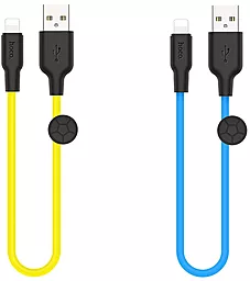 Кабель Hoco X21 Plus Silicone USB-A - Lightning 12w 2.4a 0.25м cable Black/Blue - миниатюра 3 Кабель Hoco X21 Plus Silicone USB-A - Lightning 12w 2.4a 0.25м cable Black/Blue - миниатюра 3