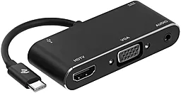 Мультипортовый USB Type-C хаб (концентратор) 2E USB-C -> VGA+HDMI+AUX+USB-C+USB-A 3.0 Black (2E-W1408)