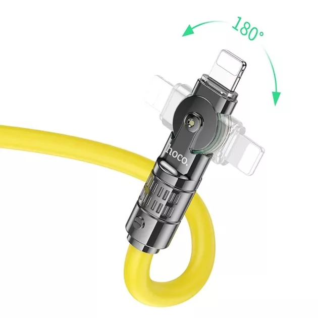 Кабель Hoco U118 USB-A - Lightning 12w 2.4a 1.2м cable Yellow - фото 2
