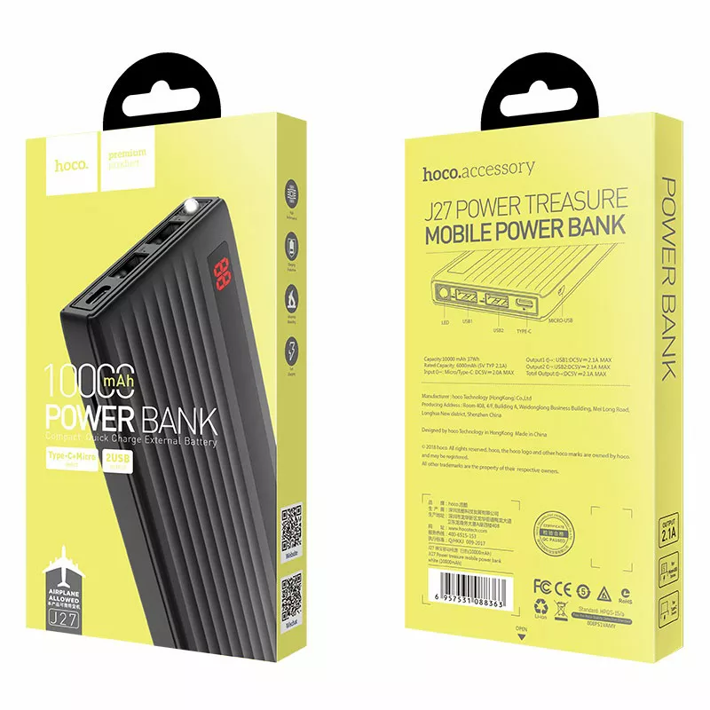 Повербанк Hoco J27 Treasure 10000 mAh Black - фото 3