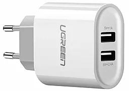 Сетевое зарядное устройство Ugreen CD104 2.4a 2xUSB-A ports charger white (20384)
