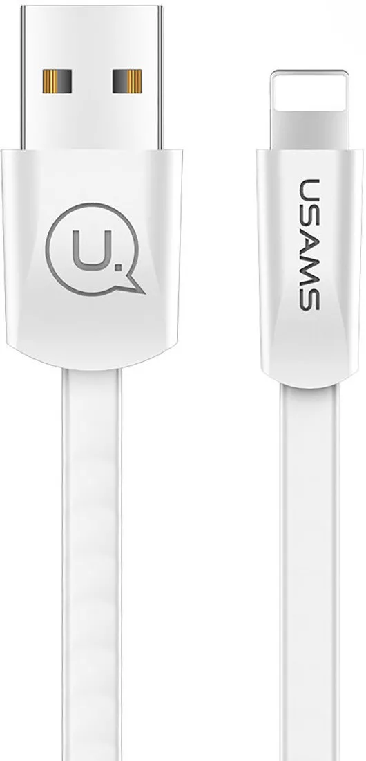 Кабель Usams U2 Flat USB-A - Lightning 12w 2.4a 1.2м cable White (US-SJ199) - фото 1