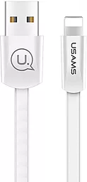 Кабель Usams U2 Flat USB-A - Lightning 12w 2.4a 1.2м cable White (US-SJ199) - фото Кабель Usams U2 Flat USB-A - Lightning 12w 2.4a 1.2м cable White (US-SJ199)