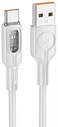 Кабель USB Hoco U120 Transparent + intelligent power-off 25w 5a 1.2m USB Type-C cable gray