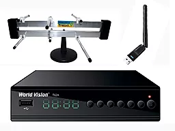 Комплект цифрового ТВ World Vision T62A + Комнатная антенна + Адаптер WIFI
