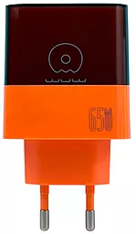 Сетевое зарядное устройство WUW C215 65w GaN PD/QC 2xUSB-C/USB-A ports charger brown/orange - фото Сетевое зарядное устройство WUW C215 65w GaN PD/QC 2xUSB-C/USB-A ports charger brown/orange
