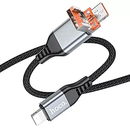 Кабель USB PD Hoco U128 27w 3a 1.2m 2-in-1 USB-A/Type-C to Lightning cable black - миниатюра 2