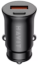 Автомобильное зарядное устройство Havit HV-CC2022 20w PD/QC USB-C/USB-A ports car charger black - фото Автомобильное зарядное устройство Havit HV-CC2022 20w PD/QC USB-C/USB-A ports car charger black