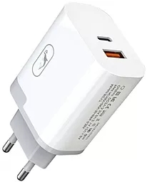 Сетевое зарядное устройство SkyDolphin SC17 18w PD/QC3.0 USB-C/USB-A ports car charger white (MZP-000110)