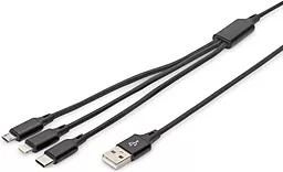 USB Кабель VEGGIEG U3B-0.5 12w 2.4a 0.5m 3-in-1 USB to micro/Lightning/Type-C cable black