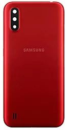 Задняя крышка корпуса Samsung Galaxy A01 A015 со стеклом камеры Original Red