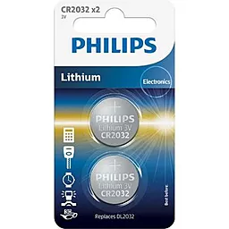 Батарейки Philips CR2032 Lithium 2шт (CR2032P2/01B)
