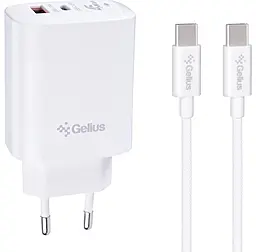 Сетевое зарядное устройство Gelius Stratus GP-HC068 45w USB-C/USB-A ports charger + USB-C to USB-C cable white - фото Сетевое зарядное устройство Gelius Stratus GP-HC068 45w USB-C/USB-A ports charger + USB-C to USB-C cable white