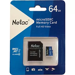 Карта пам'яті Netac microSDXC 64GB Class 10 UHS-I U1 + SD-адаптер (NT02P500STN-064G-R) - фото Карта пам'яті Netac microSDXC 64GB Class 10 UHS-I U1 + SD-адаптер (NT02P500STN-064G-R)